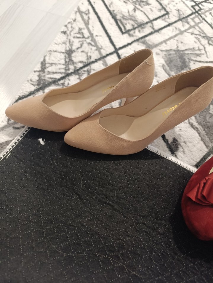 Bordo Süet Fiyonklu Yüksek Topuklu Kadın Stiletto - Görsel 4