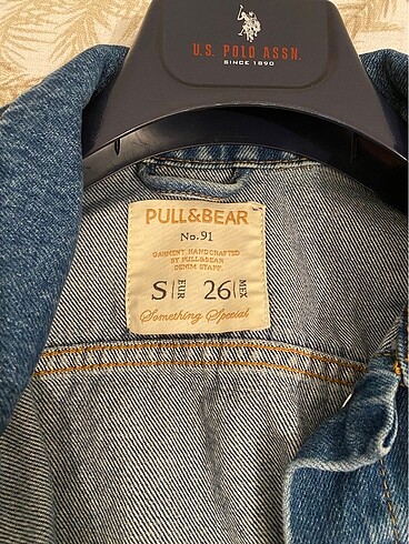 s Beden Pullandbear koyu mavi kot ceket