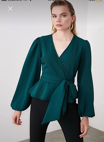 Trendyol Yeşil Kruvaze Bluz