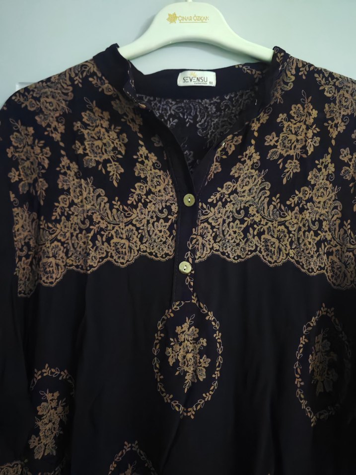 Uzun Kollu Bohem V Yaka Uzun Elbise - Görsel 5