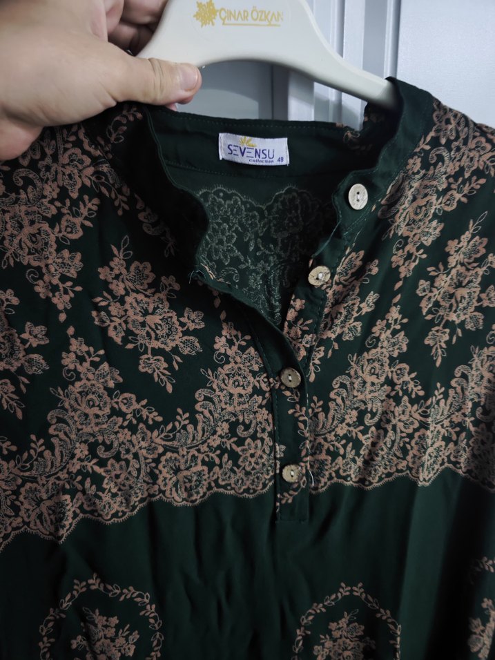 Uzun Kollu Bohem V Yaka Uzun Elbise - Görsel 4