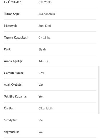 Siyah Çok Fonksiyonlu HUGGY 6 in 1 travel sistem bebek arabası - Görsel 7