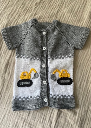 Gri Kısa Kollu Erkek Triko Biker Hırka