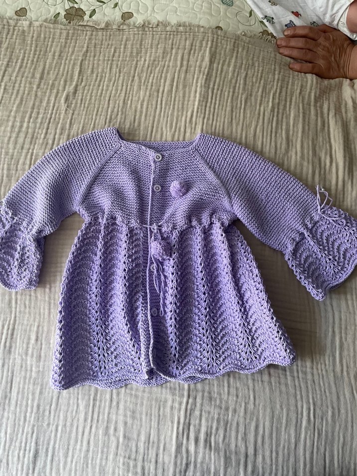 Bohem Tarzı Lila Örgü Kız Hırka - Görsel 2