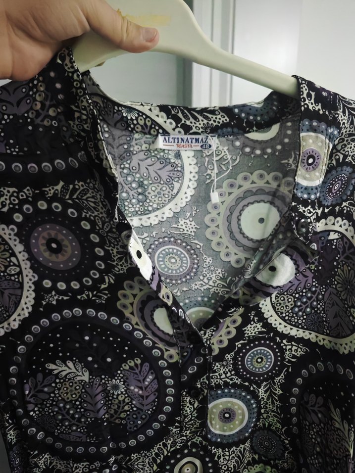 Desenli Mor Bohem Uzun Elbise - Görsel 3