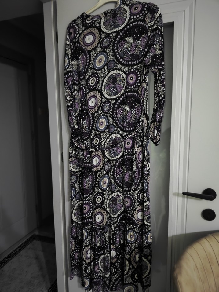 Desenli Mor Bohem Uzun Elbise - Görsel 2