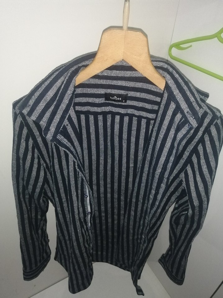 Gri Çizgili Uzun Kollu Erkek Keten Gömlek - Görsel 3