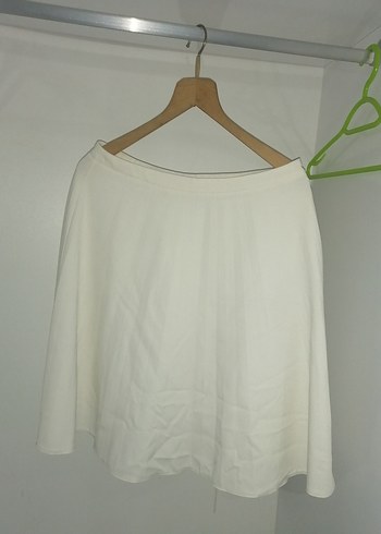 Beyaz Midi Salaş Keten Etek - Görsel 5