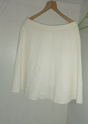 Beyaz Midi Salaş Keten Etek - Görsel 7