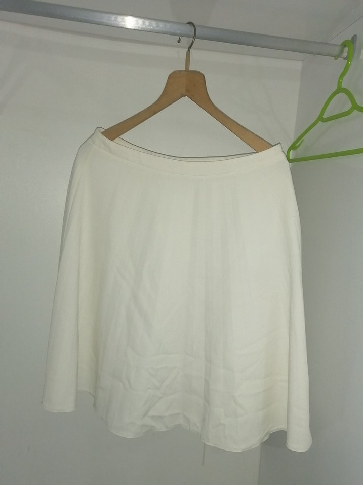 Beyaz Midi Salaş Keten Etek - Görsel 5