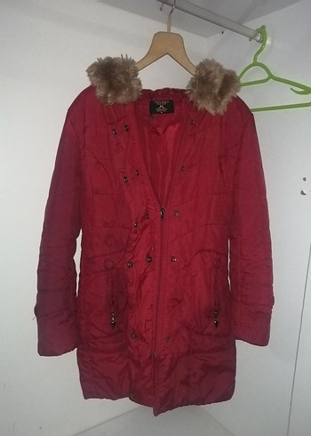 Kırmızı Kürklü Kadın Kışlık Mont - Görsel 2
