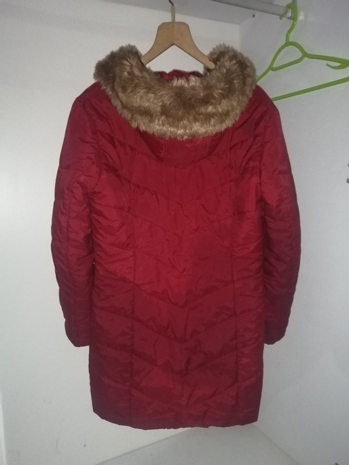 Kırmızı Kürklü Kadın Kışlık Mont - Görsel 3