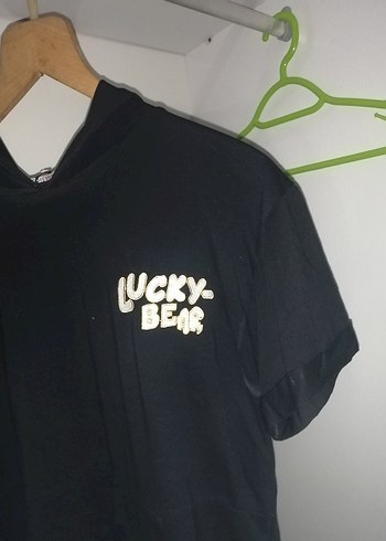 LUCKY BEAR Baskılı Yırtık Desenli Kapüşonlu Tişört - Görsel 5