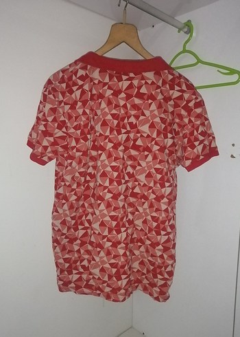 Kırmızı V Yakalı Düğmeli Erkek Polo Tişört - Görsel 3