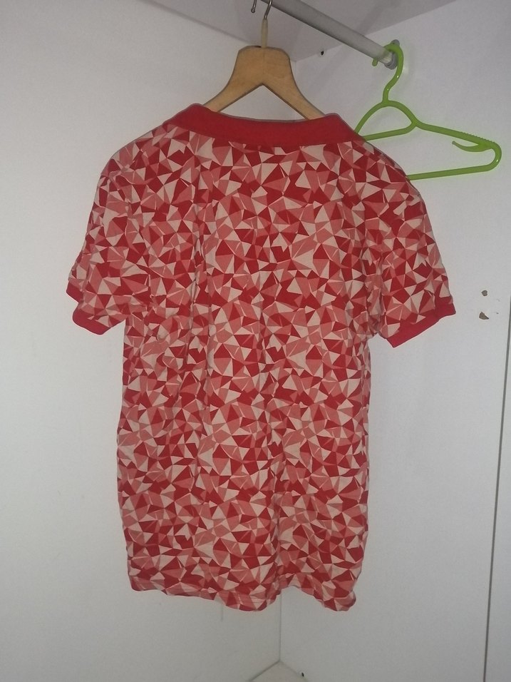 Kırmızı V Yakalı Düğmeli Erkek Polo Tişört - Görsel 3