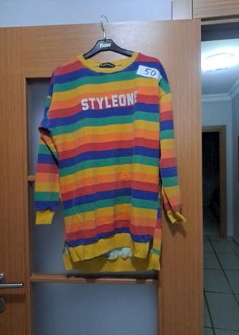 Renkli Uzun Kollu Oversize Sweatshirt