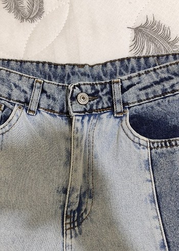 28 Beden Gri Mavi Batik Desenli Salaş Kadın Jean