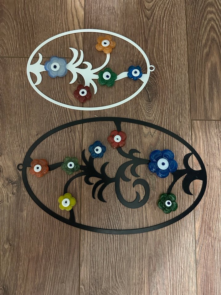 Renkli Çiçek Desenli Metal Duvar Süsü - Görsel 2