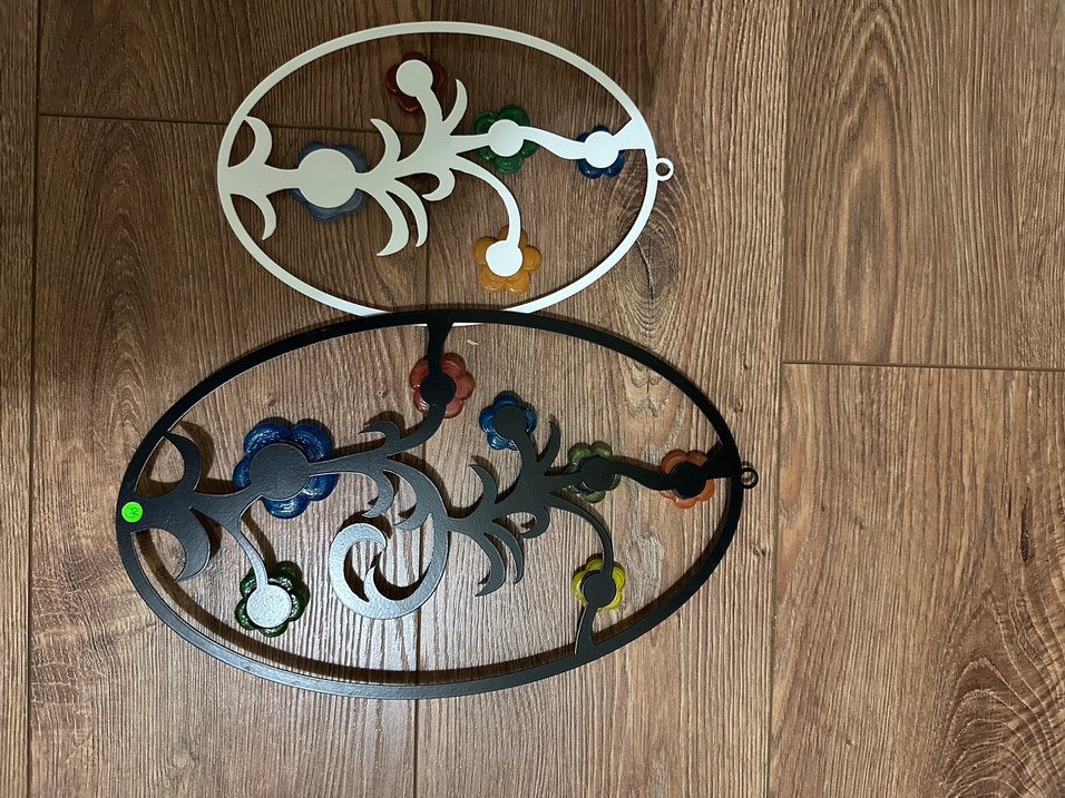 Renkli Çiçek Desenli Metal Duvar Süsü - Görsel 3