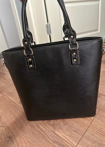 Siyah Deri Tokalı Kadın Çanta - Görsel 2