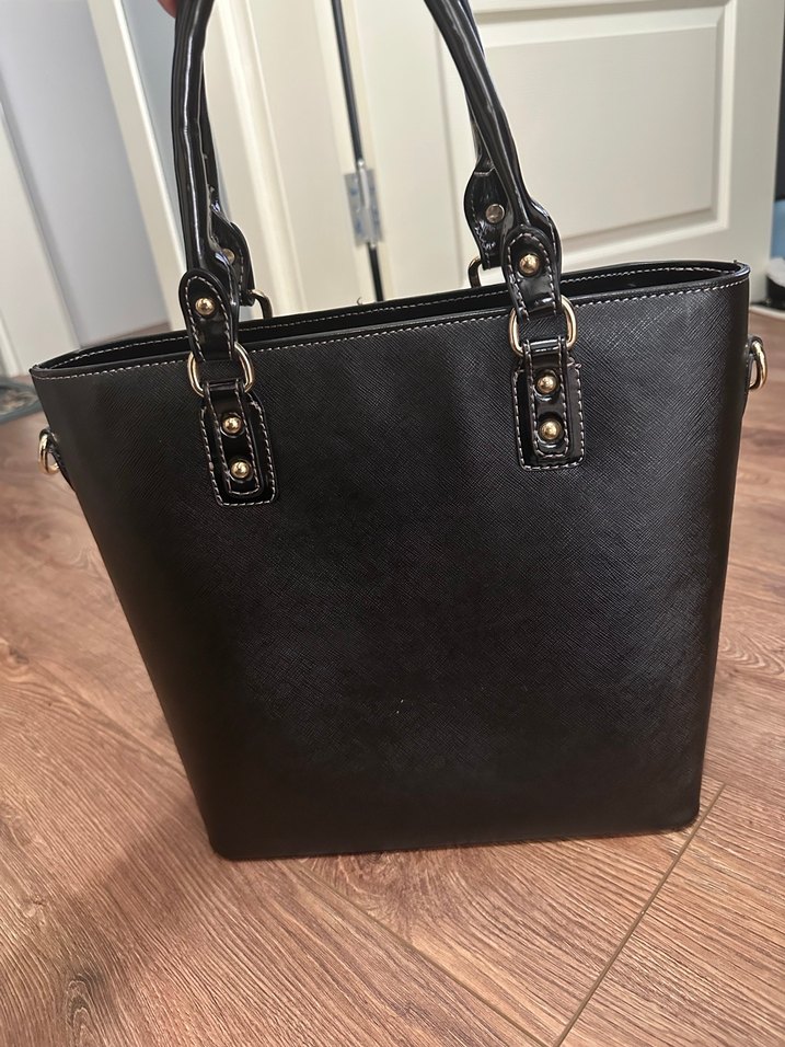 Siyah Deri Tokalı Kadın Çanta - Görsel 2
