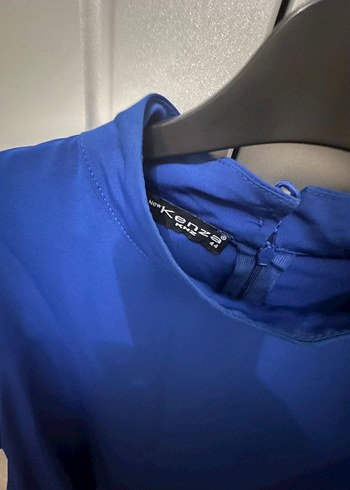 Uzun Kollu Mavi Nakışlı Kadın Tunik - Görsel 2