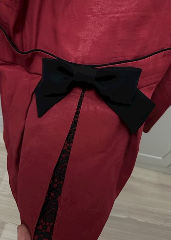 Bordo Düğmeli Kadın Midi Blazer - Görsel 3