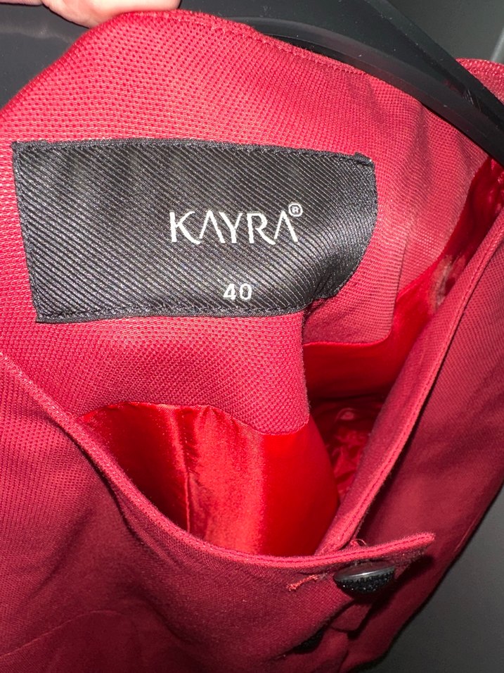 Bordo Düğmeli Kadın Midi Blazer - Görsel 2