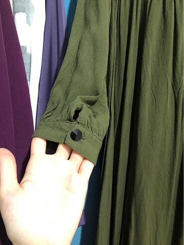 yeşil robalı elbise tesettür  - Görsel 3