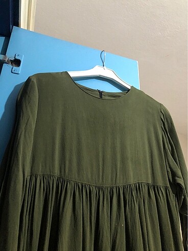 yeşil robalı elbise tesettür  - Görsel 4