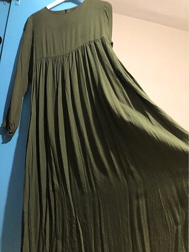 yeşil robalı elbise tesettür  - Görsel 11