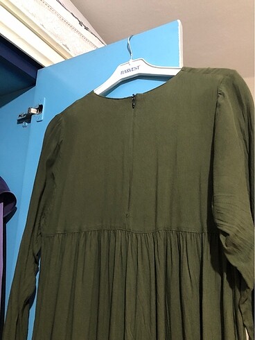 yeşil robalı elbise tesettür  - Görsel 13