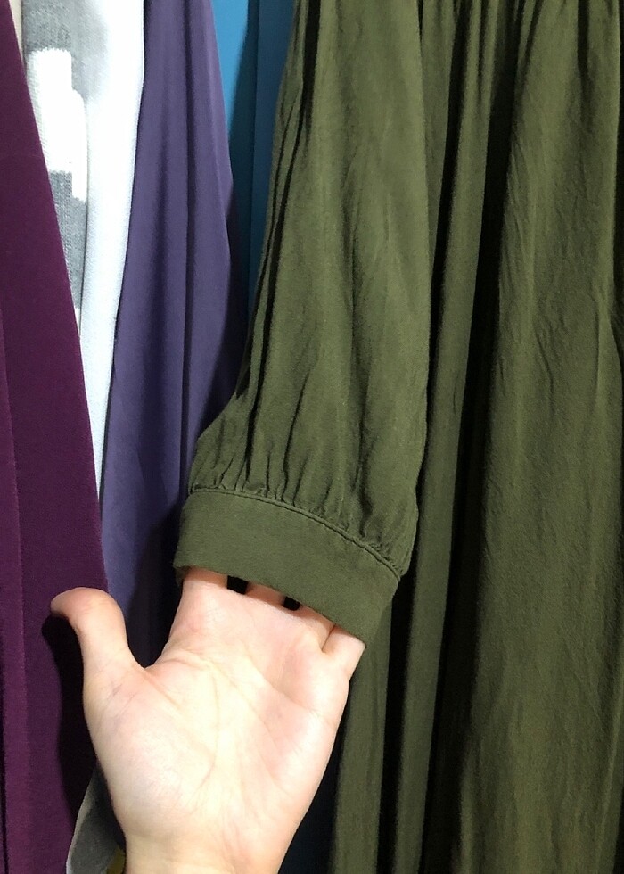 yeşil robalı elbise tesettür  - Görsel 2