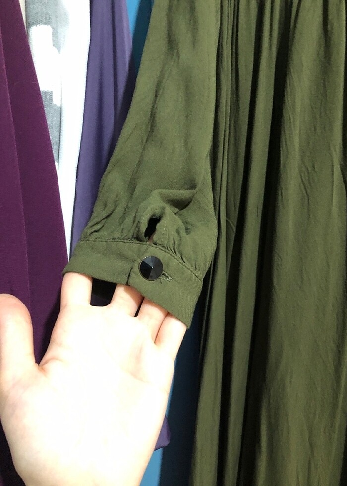 yeşil robalı elbise tesettür  - Görsel 3