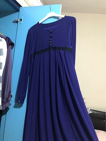 mor derin mor robalı elbise tesettür  - Görsel 6