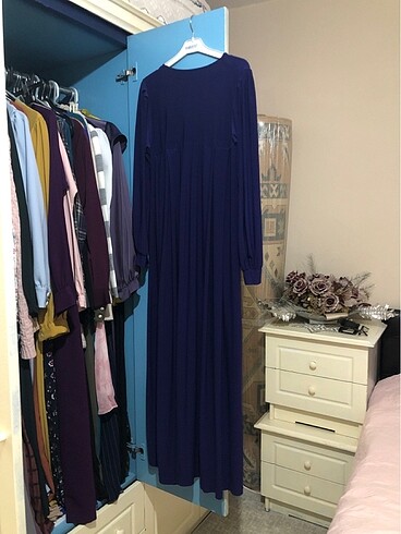 mor derin mor robalı elbise tesettür  - Görsel 11