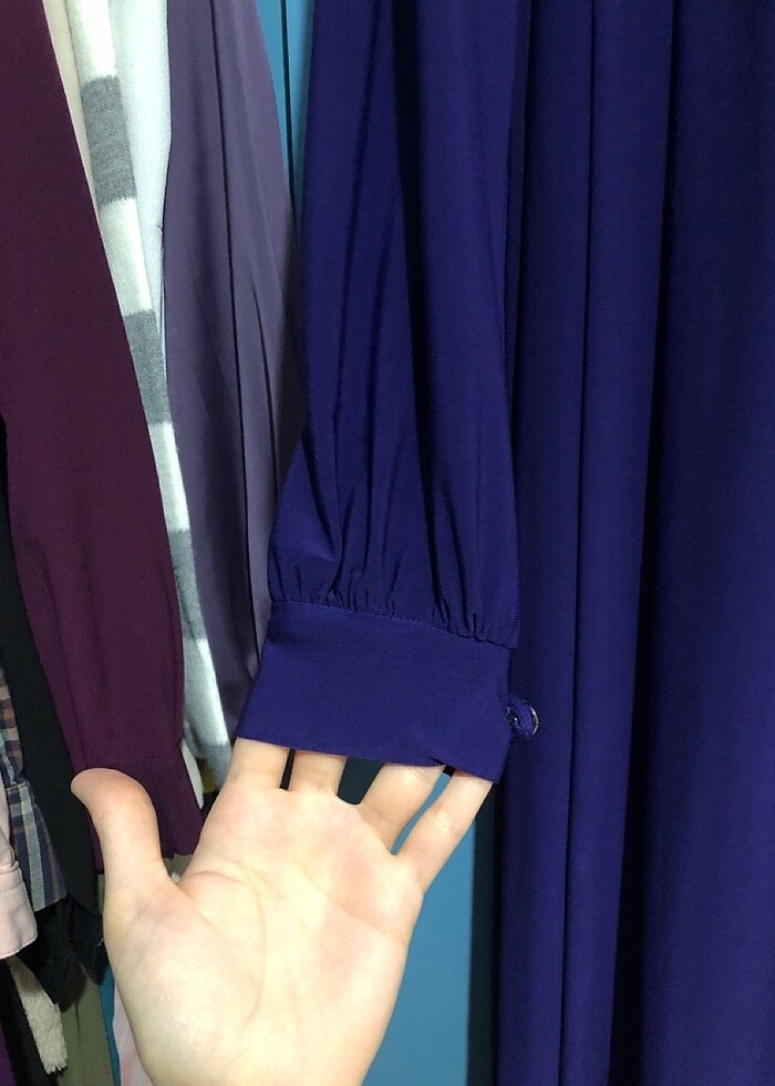 mor derin mor robalı elbise tesettür  - Görsel 4