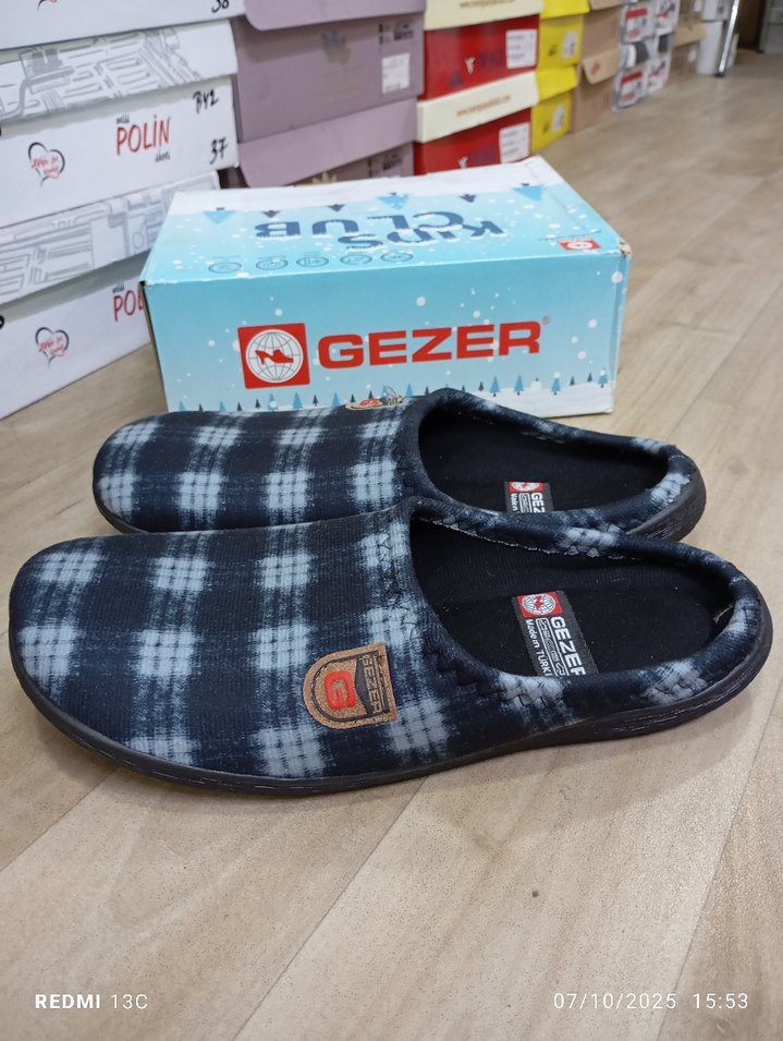 Gezer Mavi Gri  Erkek Ev Terliği - Görsel 4