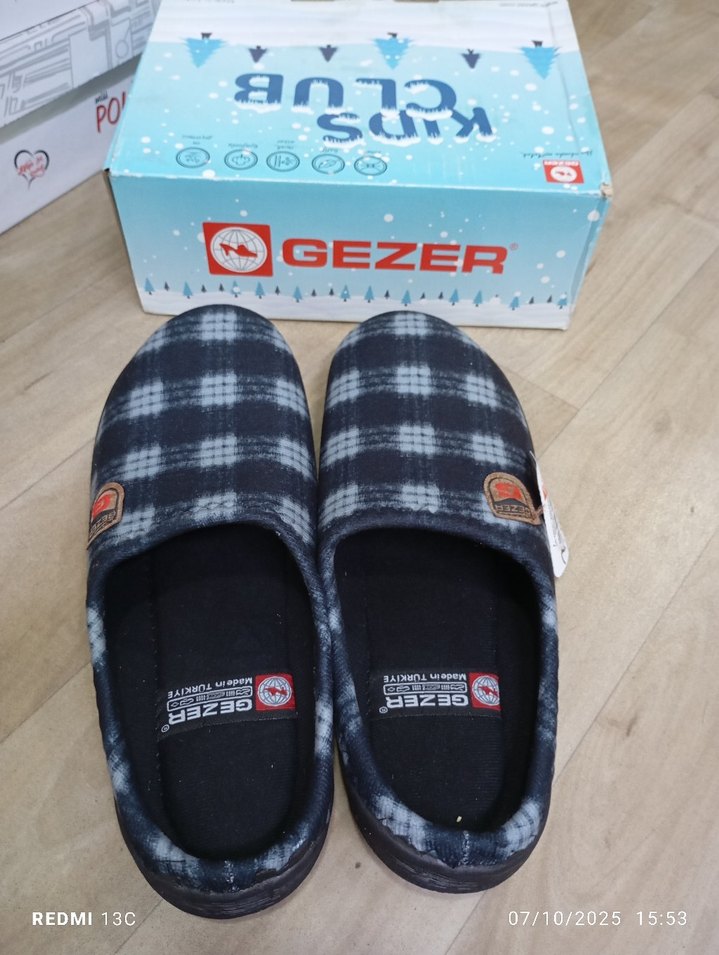 Gezer Mavi Gri  Erkek Ev Terliği - Görsel 5