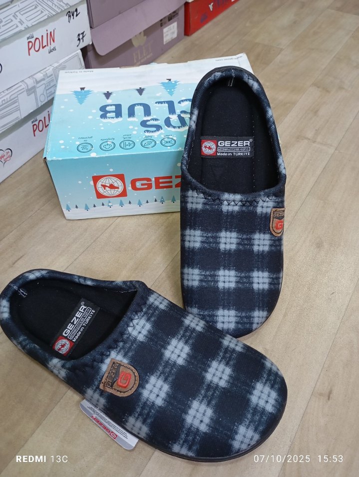 Gezer Mavi Gri  Erkek Ev Terliği - Görsel 2