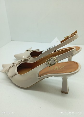 39 Beden Bej Fiyonklu Stiletto Kadın Topuklu Ayakkabı