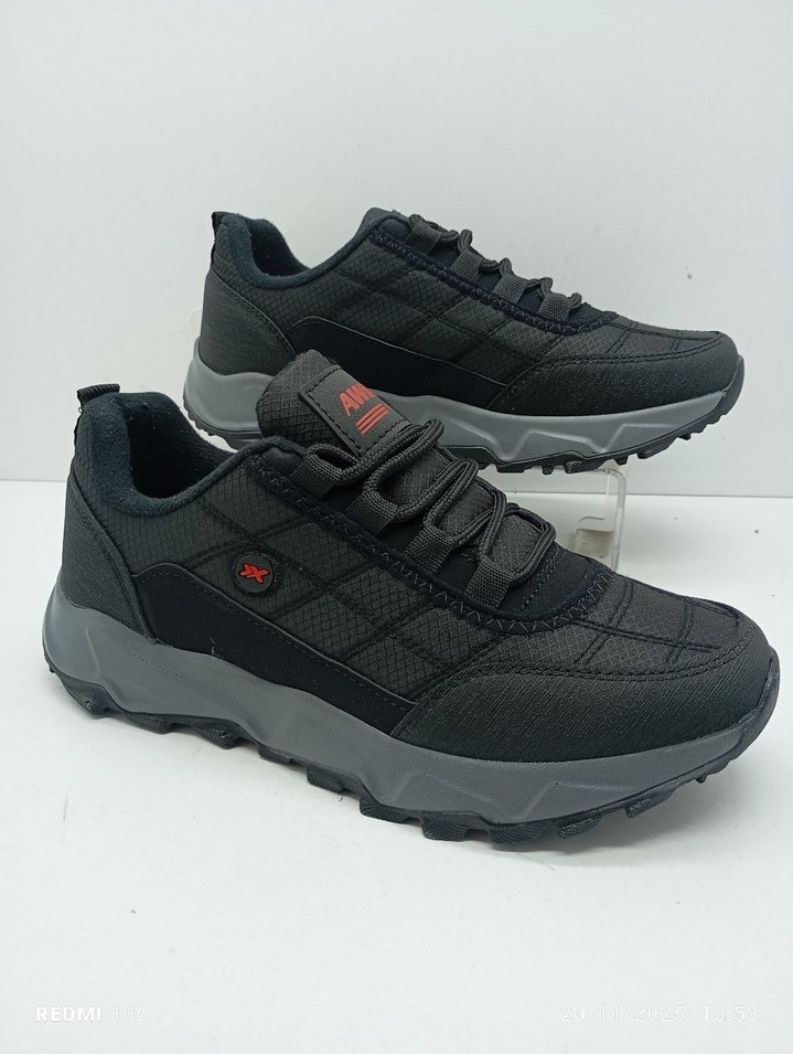 Siyah Erkek Kışlık Spor Ayakkabı Bağcıklı Rahat - Görsel 2