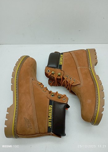 Hakiki Deri Erkek Kahverengi Süet Caterpillar Bot - Görsel 6