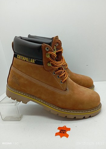 Hakiki Deri Erkek Kahverengi Süet Caterpillar Bot - Görsel 9