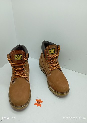 Hakiki Deri Erkek Kahverengi Süet Caterpillar Bot - Görsel 3