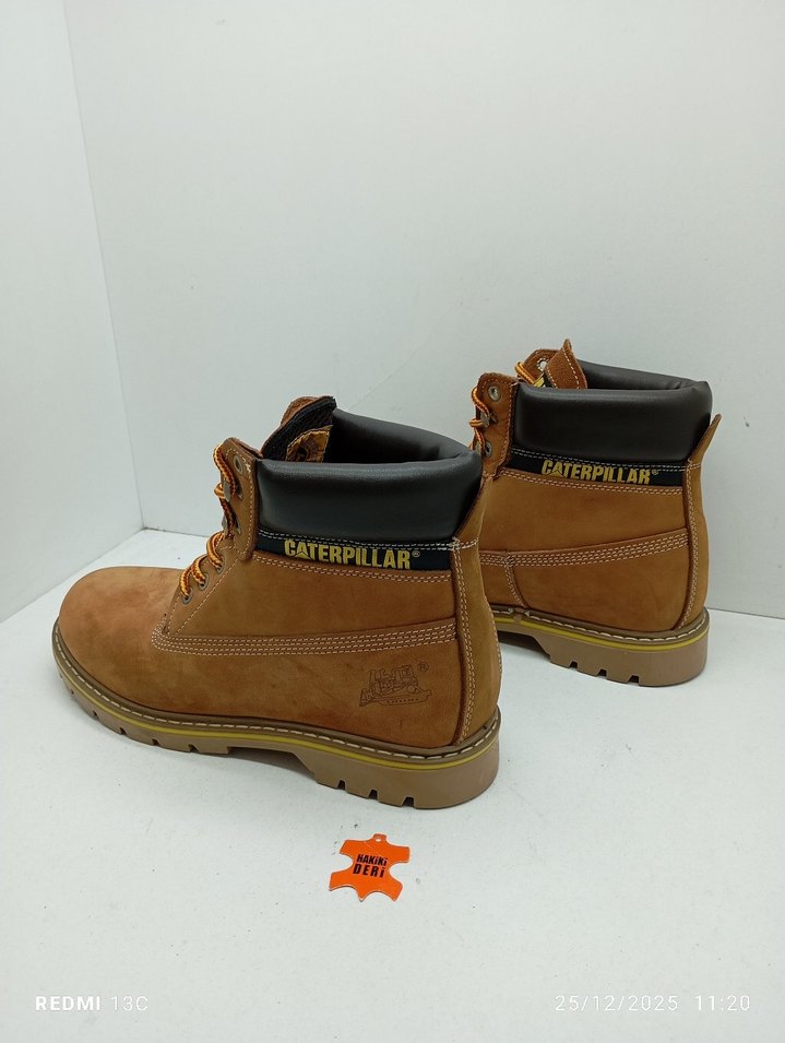 Hakiki Deri Erkek Kahverengi Süet Caterpillar Bot - Görsel 4