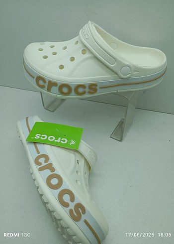 37 Beden beyaz Renk Crocs Beyaz Kadın Terlikler Velcro Bantlı