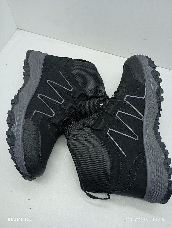 Siyah Gri Erkek Spor Bot Velcro Bantlı - Görsel 2