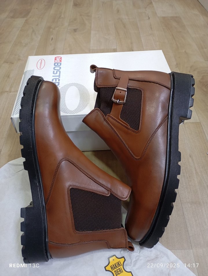 Hakiki Deri Erkek Kahverengi Tokalı Erkek Bot - Görsel 2