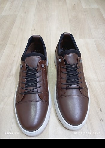 Hakiki Deri Kahverengi Deri Bağcıklı Erkek Spor Ayakkabı - Görsel 2